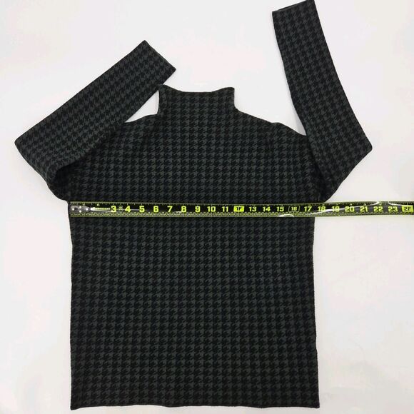 Tahari Funnel Neck Sweater Womens Size XS Green Houndstooth Fall Winter Academia - Picture 5 of 6